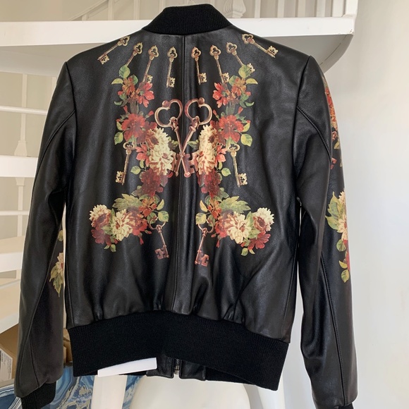 Dolce Gabbana Leather Floral bomber IT 44 - Picture 4 of 5